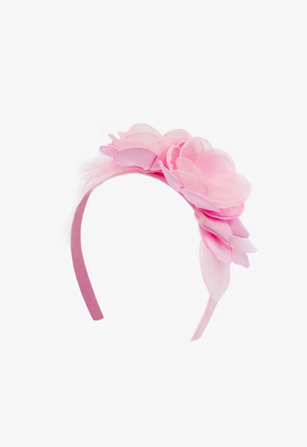 Embellished Floral Mesh Faux Feather Headband