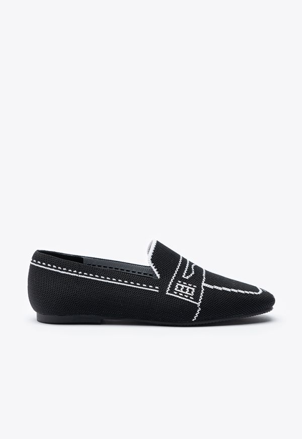 Pattern Texture Fly Knit Loafer Shoes -Sale