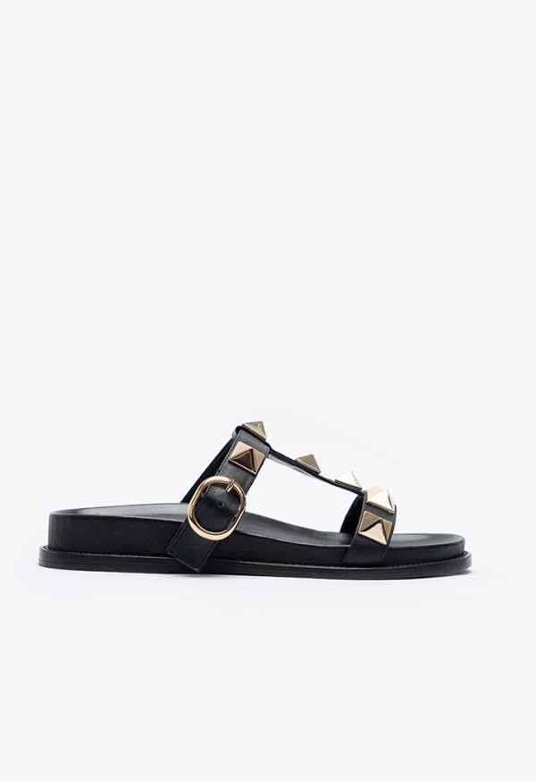 Rockstud T-Strap Footbed Slide Sandals -Sale