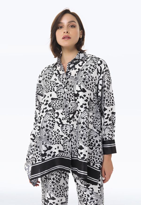 Contrast Butterfly Printed Shirt -Sale