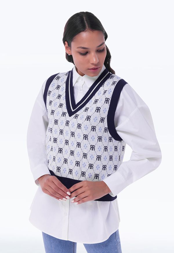 R Mirrored All Over Pattern Vest -Sale