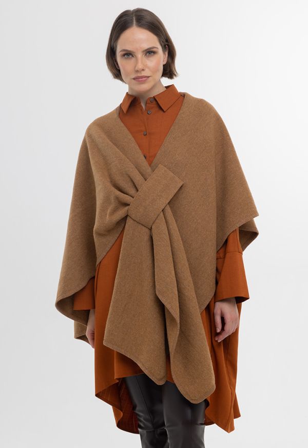 Wool All Wrapped Design Solid Winter Poncho  -Sale