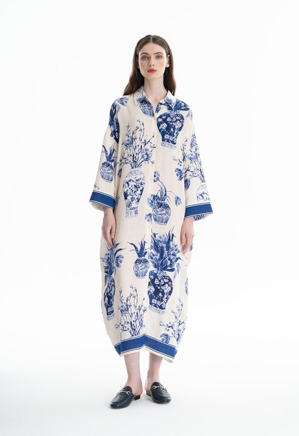 Floral Wide Sleeves Loose Fit Maxi Dress -Sale