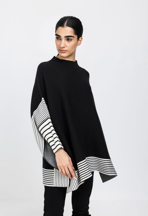 Knitted Striped Hem Oversized Blouse