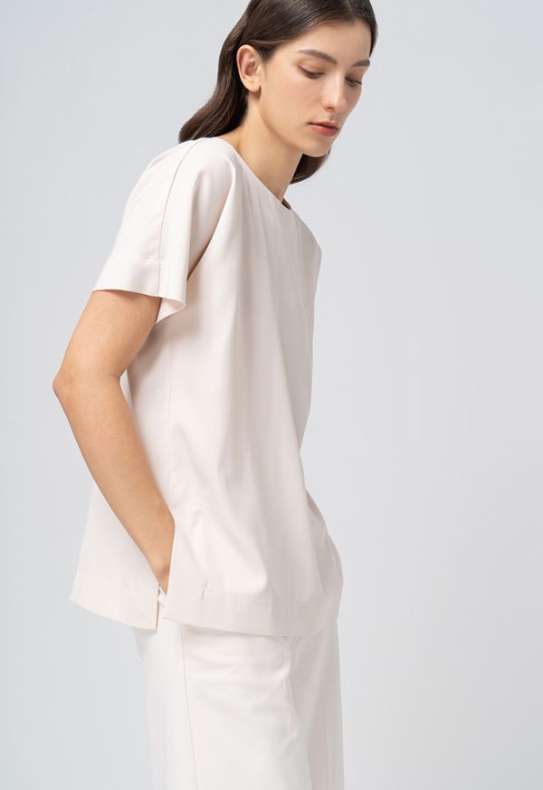 Solid Continuous Short Sleeves Blouse