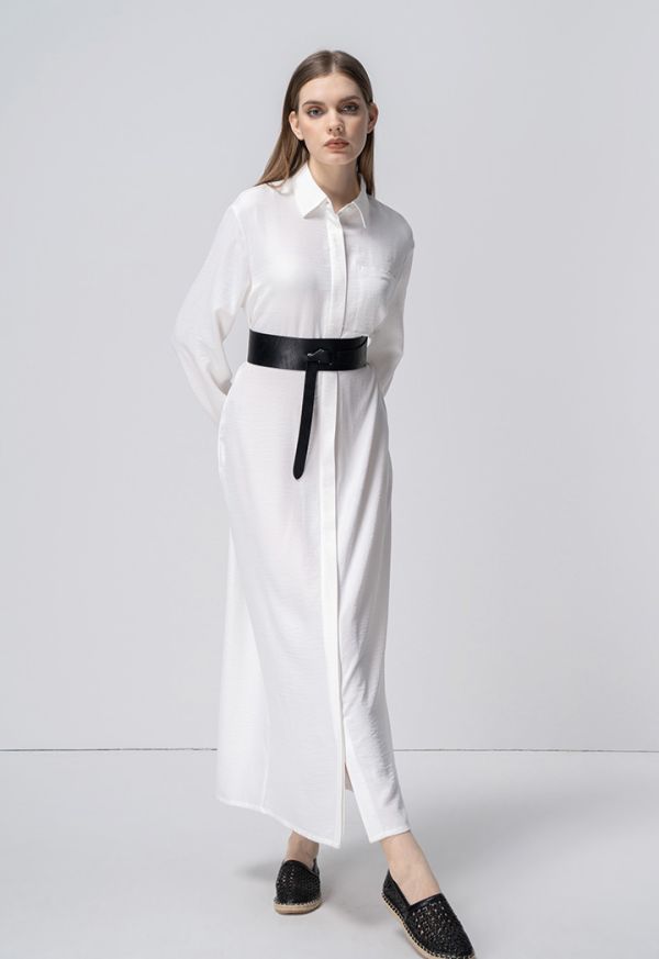 Oversized shirt dress with pockets top