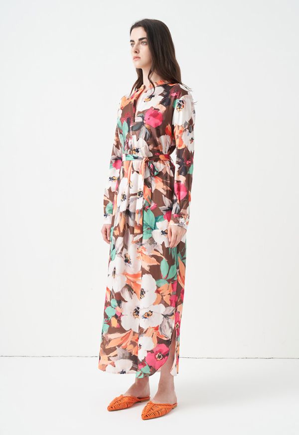 Printed Floral Belted Dress