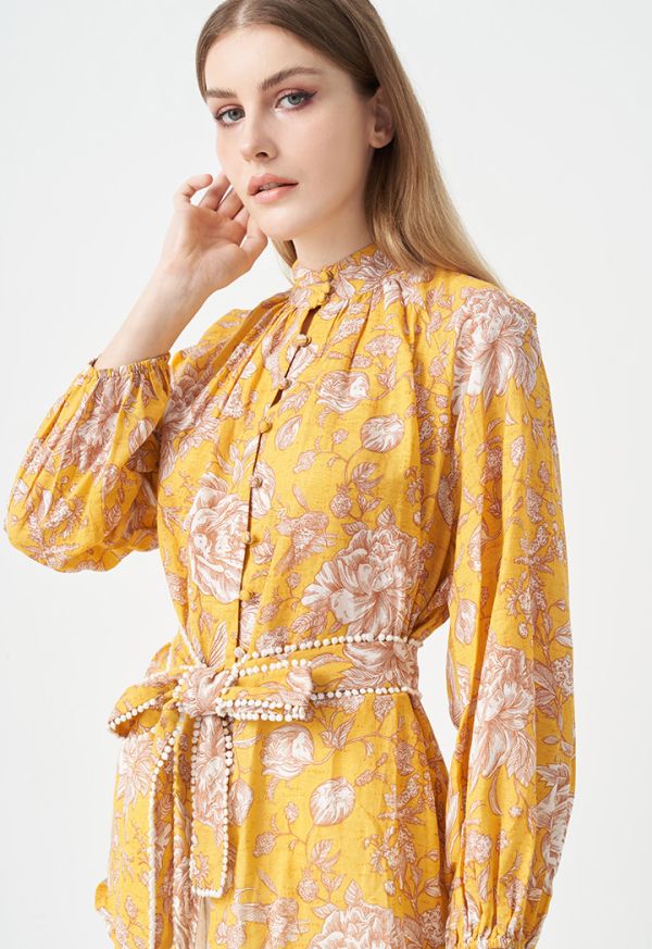 Printed Floral Belted Shirt 