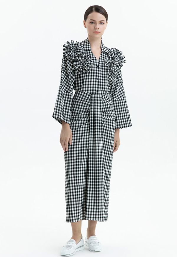 Checkered Single Pleat Skirt -Sale