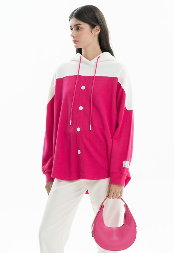 Two Tone Hoodie Blouse -Sale