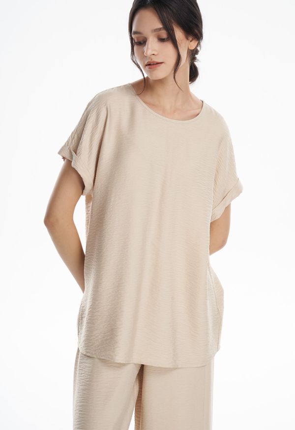 Classic Solid Textured T-Shirt -Sale