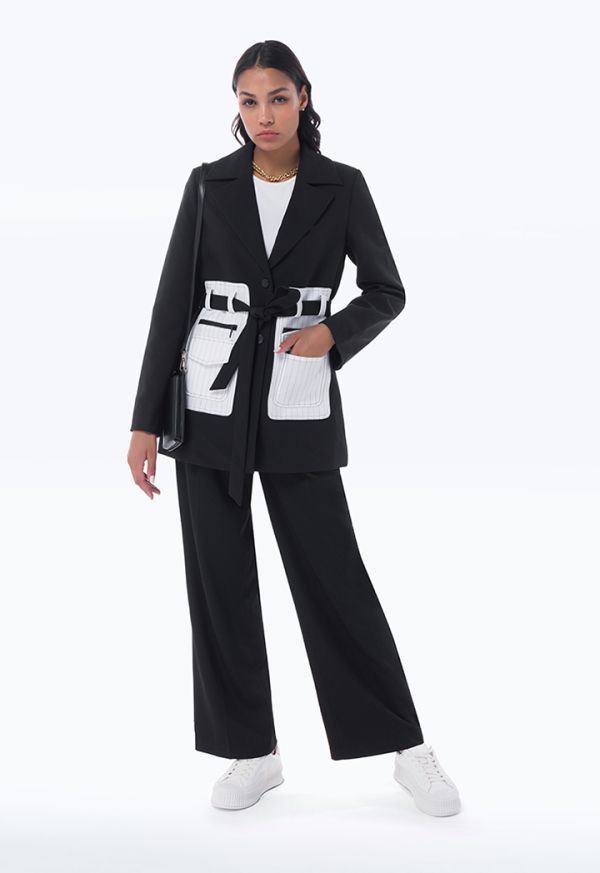 High Rise Straight Cut Front Pleats Formal Trousers -Sale