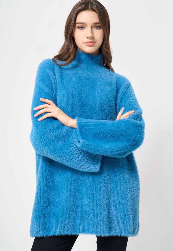Solid Faux Fur Oversize Knitwear