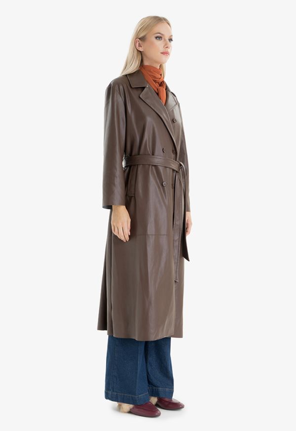 Faux Leather Trench Coat -Sale