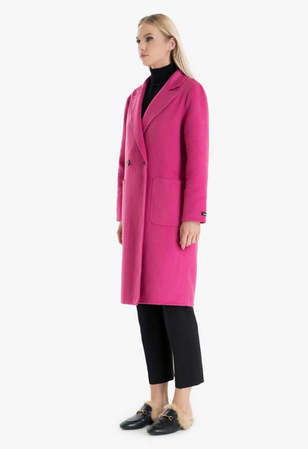 Notched Lapel Solid Trench Coat -Sale