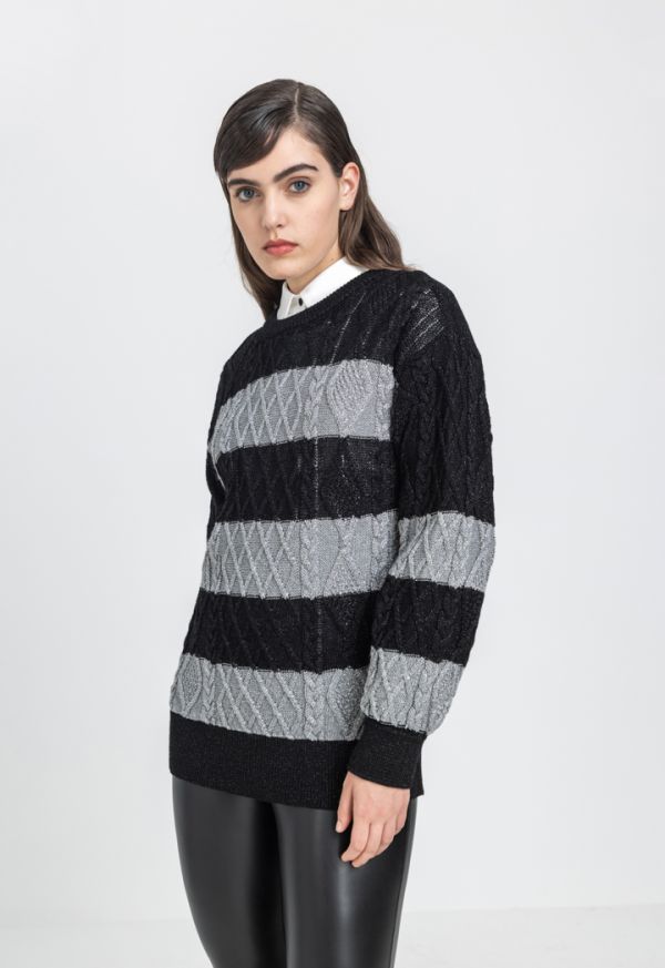 Contrast Lurex Knitted Sweater