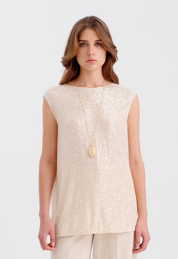 All Over Sequin Sleeveless Blouse -Sale