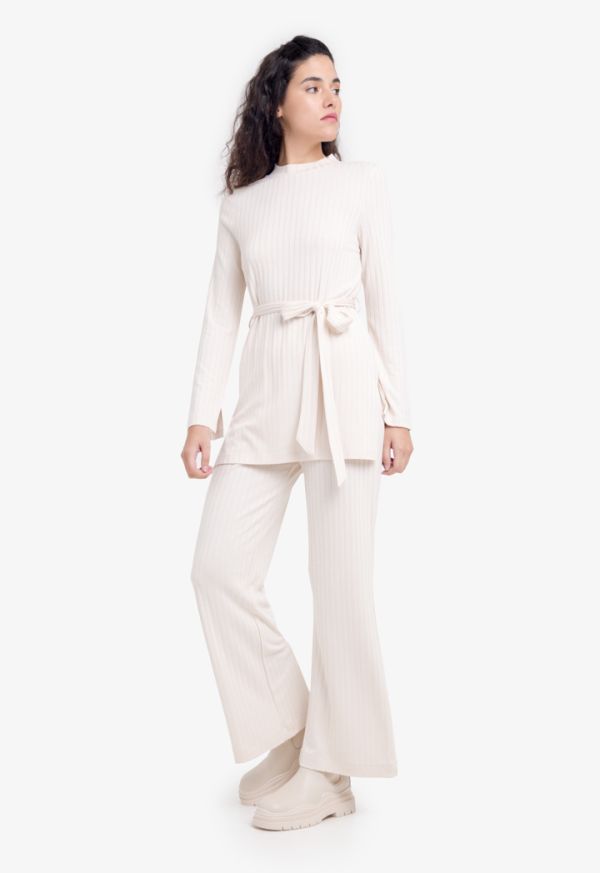 Knitted Solid Wide Leg Pants