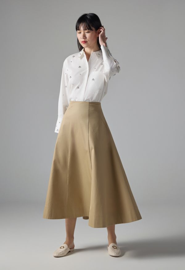 Flared Maxi Solid Skirt