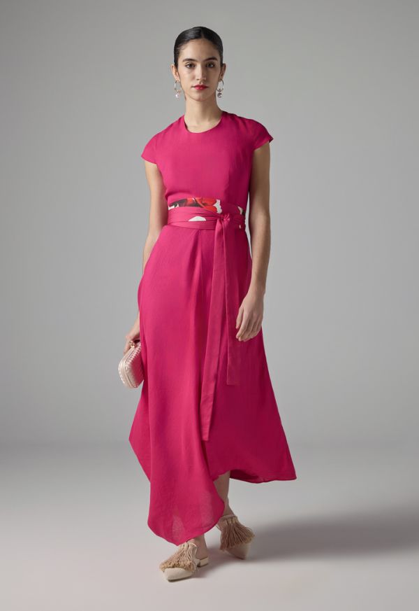 Solid Continuous Short Sleeves Maxi Dress