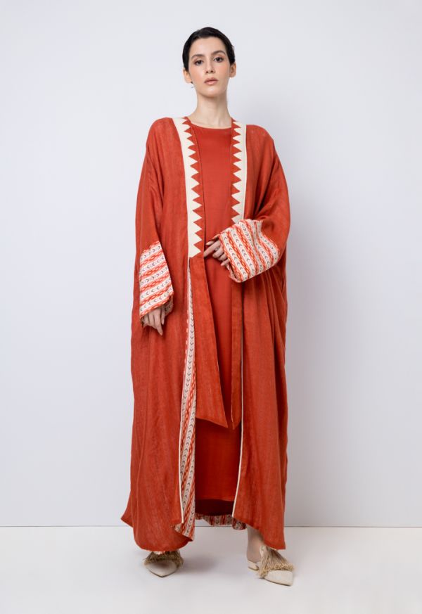 Embroidered Kimono Sleeves Maxi Abaya