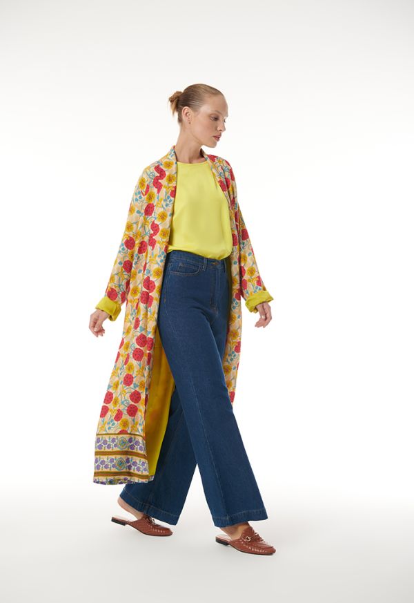 Colorful Flower All Over Patterned Open Abaya -Sale