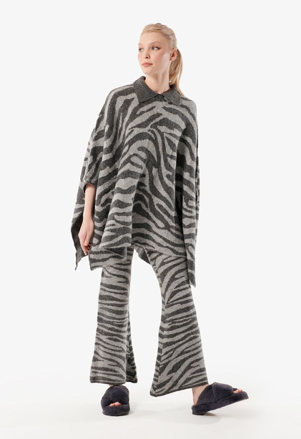 Zebra Knit Flared Woolen Pants -Sale
