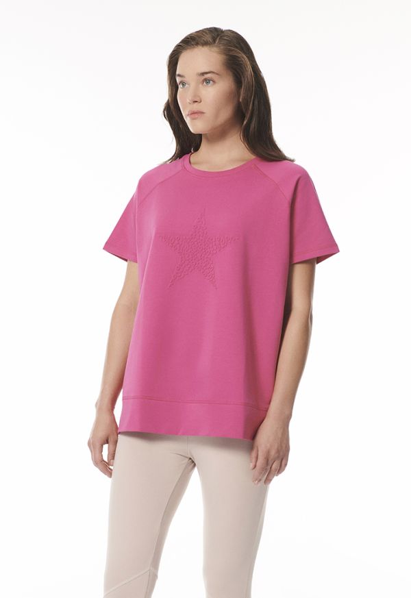 Embossed Star Over Size T-Shirt -Sale