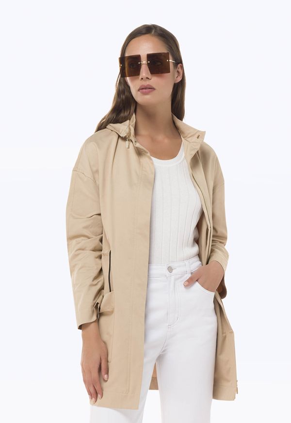 Midi Trench Coat With Side Drawstrings -Sale