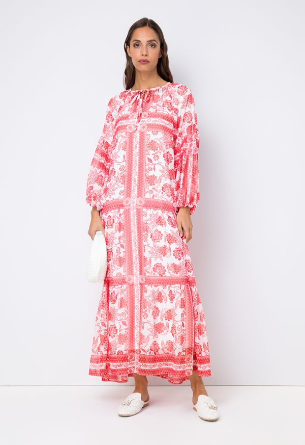 فستان قطعتين بطبعات ازهار بأكمام بالون - ستايل رمضان