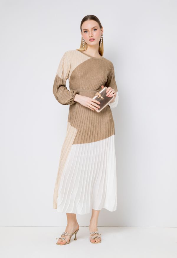 Color Block Knitted Lurex Dress