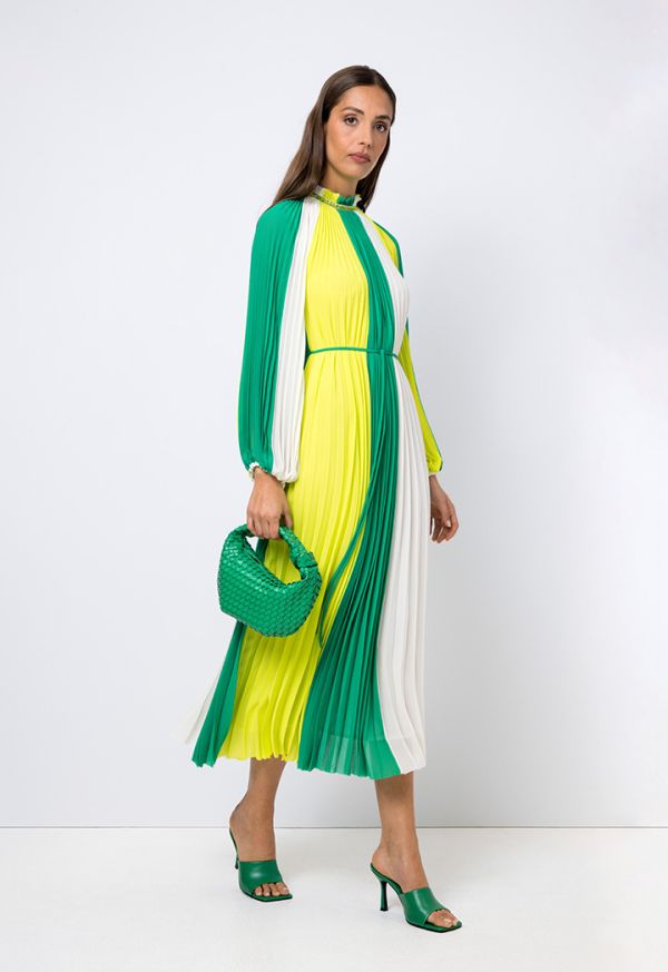Block pleated dress online