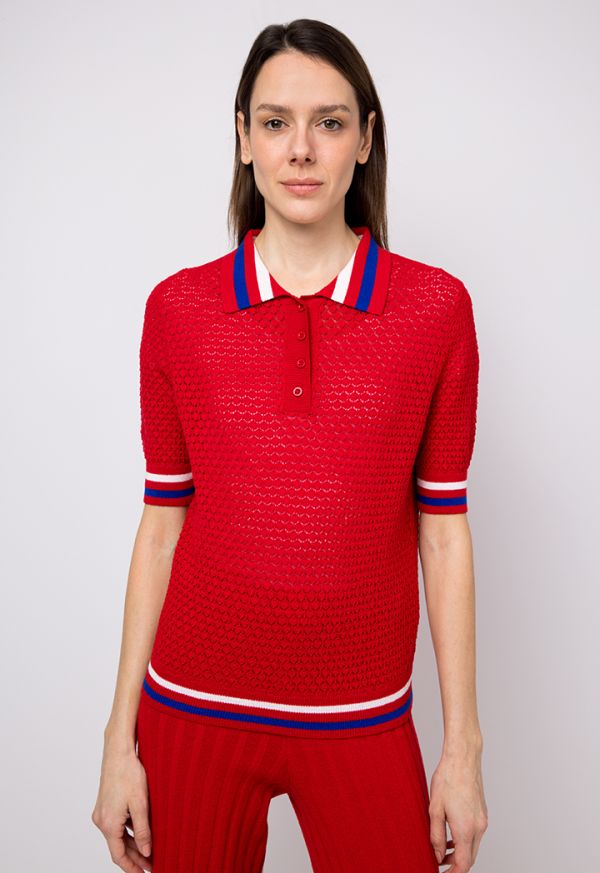 Knitted Solid Polo T-Shirt