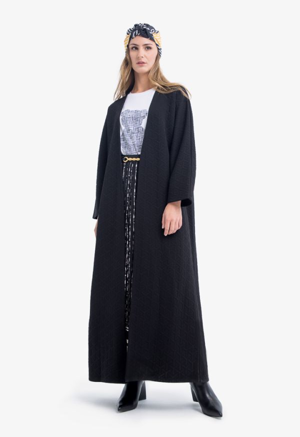 Knitted Textured Solid Maxi Abaya