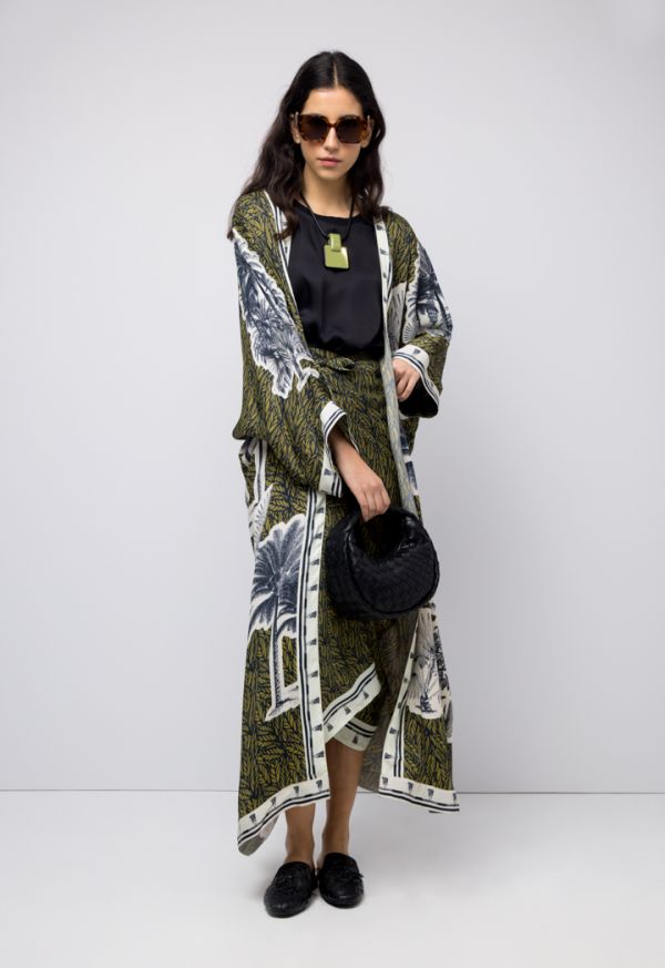 Printed Kimono Sleeves Open Abaya