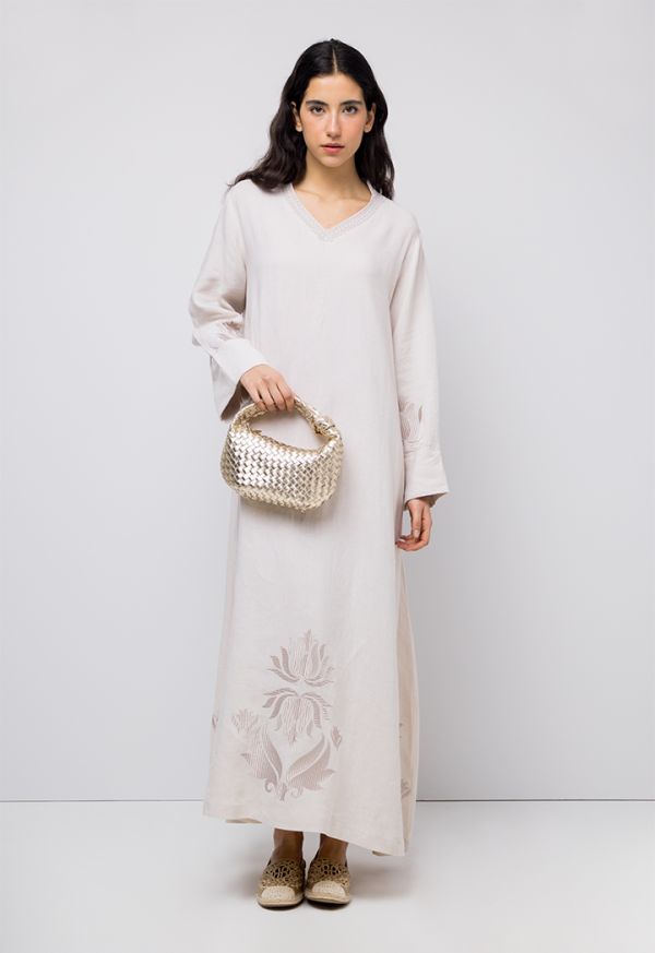 Embroidered Oversized Solid Dress
