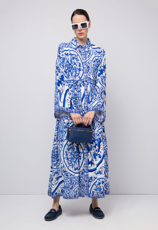 فستان ماكسي بطبعات مع حزام - ستايل رمضان