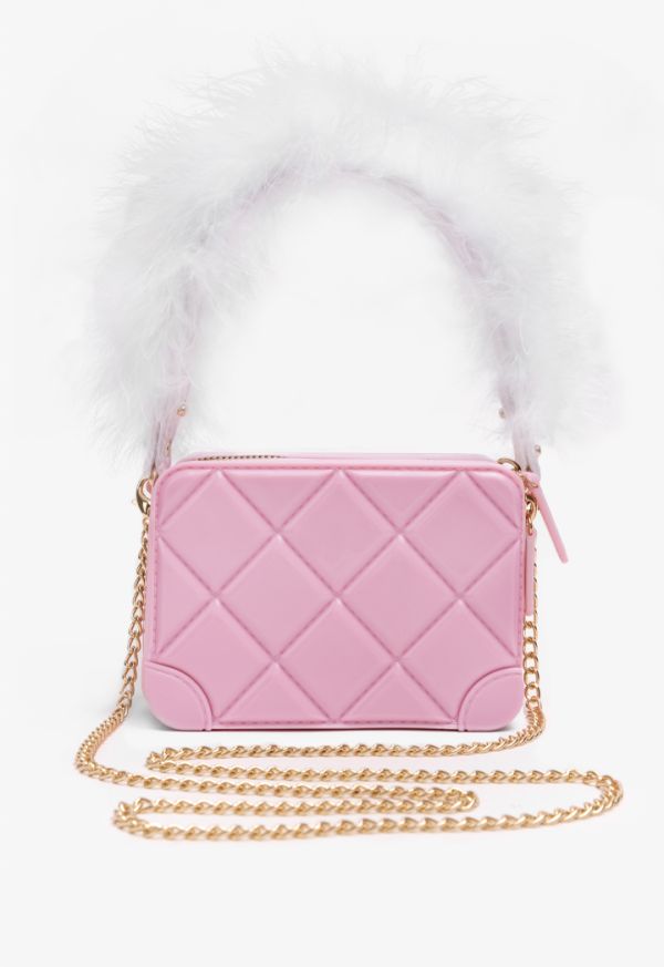 Faux Feather Handle Crossbody Bag
