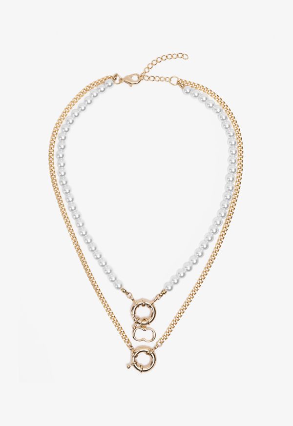 Monogram Chain Faux Pearls Necklace