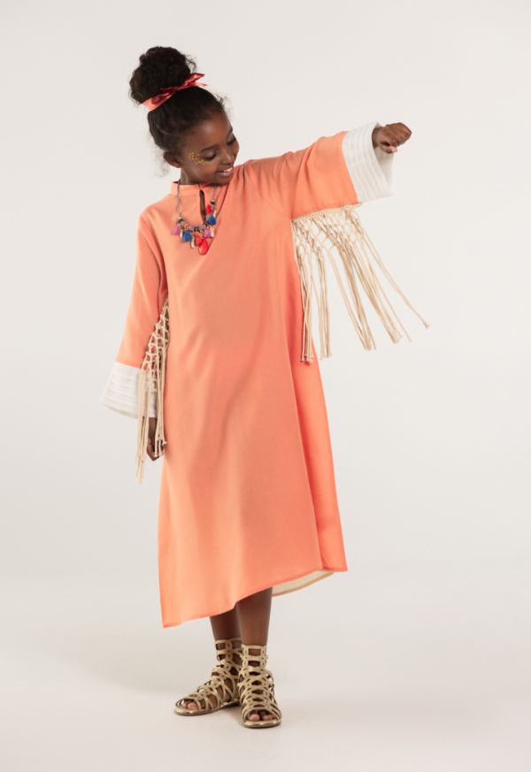 Crochet Twisted Fringe Contrast Dress