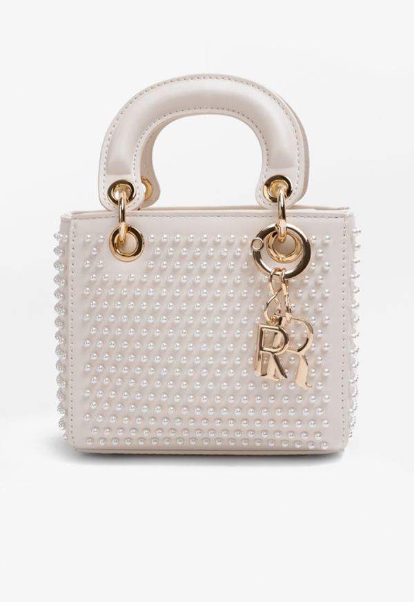 Small Faux Pearls Embellished Handbag