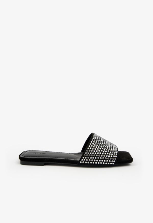 Black sales crystal sandals