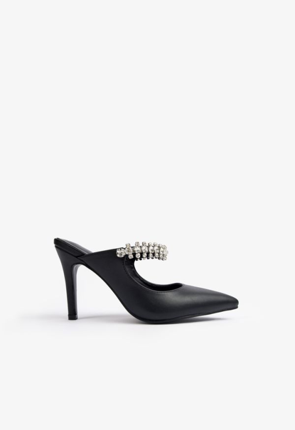 Crystal Embellished Heeled Mules