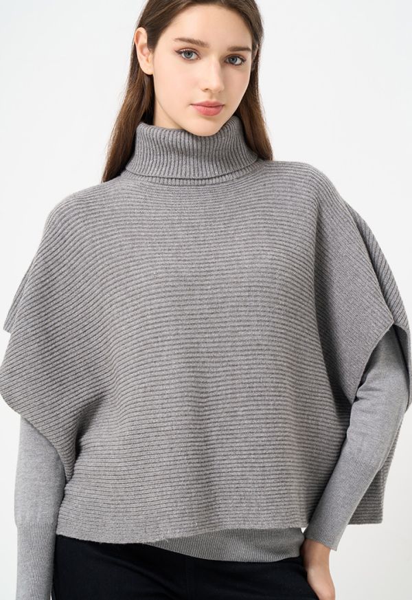 Knitted Open Sleeves Poncho
