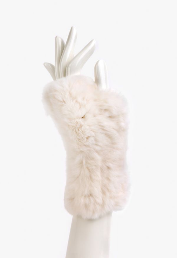 White shop fur gloves