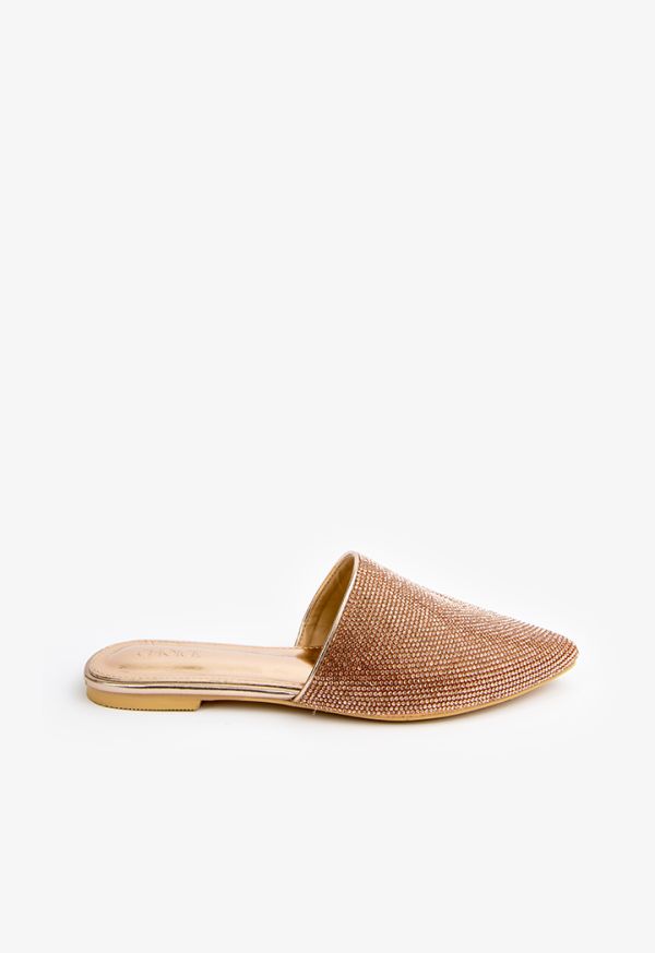 Gold shop mules flat