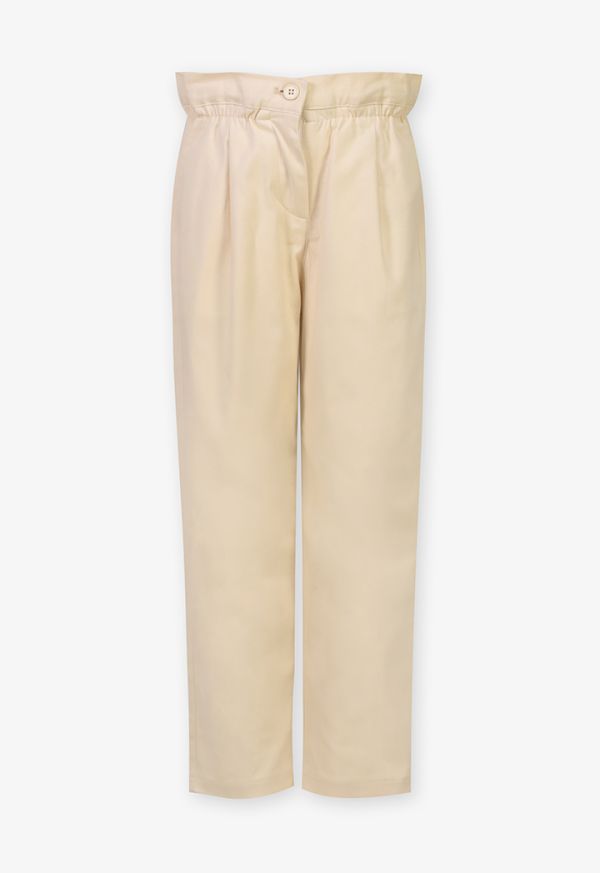 Solid Gathered Waist Trousers