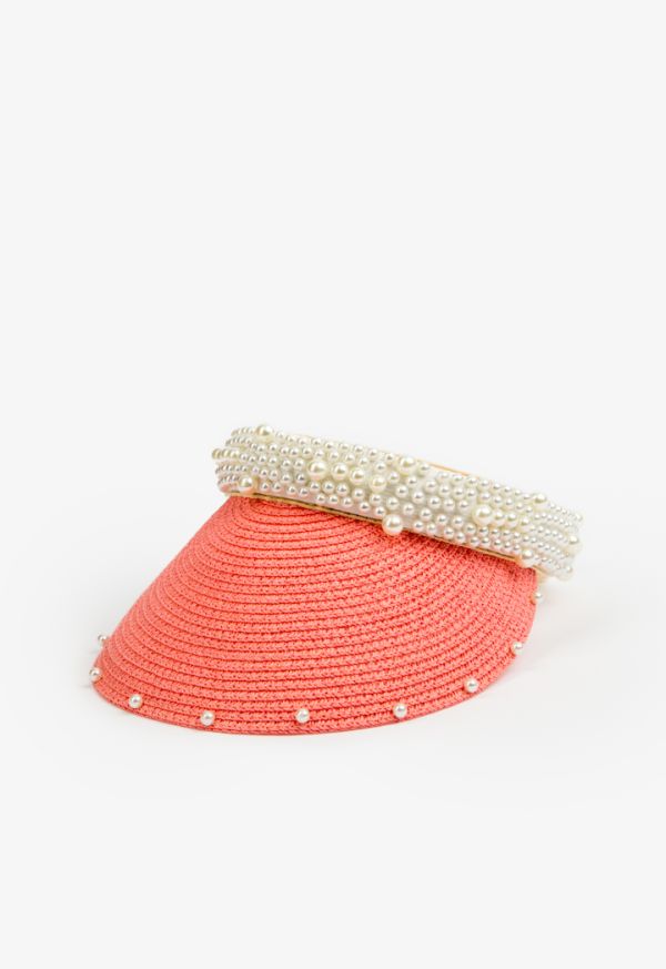 Faux Pearls Embellished Cap