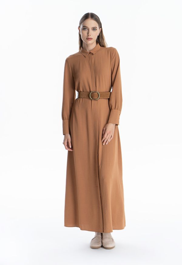 Collared Solid Maxi Dress -Sale