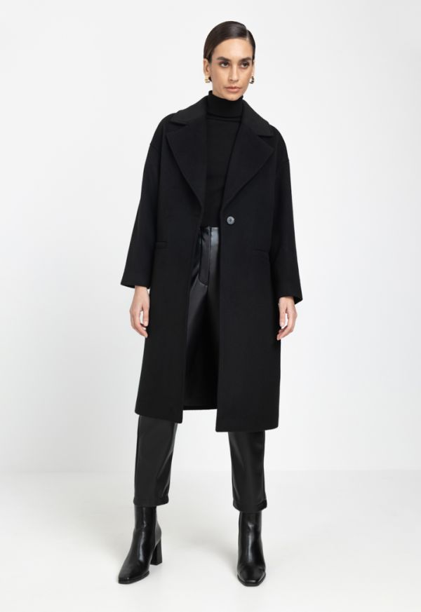 Notched Collar Relaxed Fit Coat
